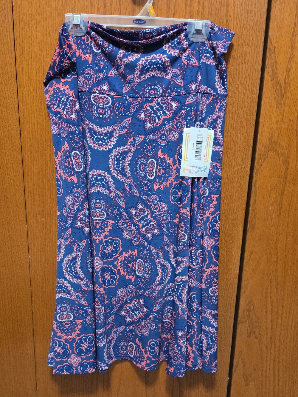 LuLaRoe Navy and Coral Paisley Maxi